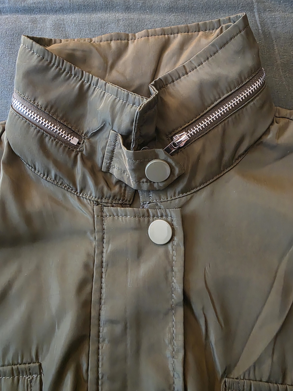 Hera Collection Olive Green Women's Jacket with Silver Zippers